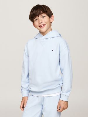 blau hoodie mit flag-stickerei für gender-inclusive kinder - tommy hilfiger