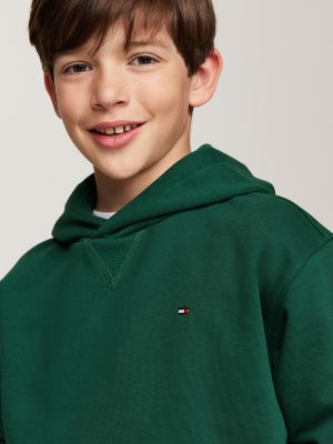 grün hoodie mit flag-stickerei für gender-inclusive kinder - tommy hilfiger