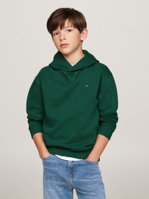 sudadera con capucha y logo bordado verde de diseño inclusivo infantil tommy hilfiger