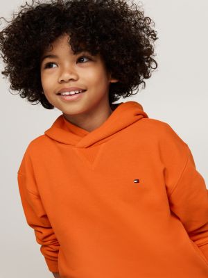 orange hoodie mit flag-stickerei für gender-inclusive kinder - tommy hilfiger