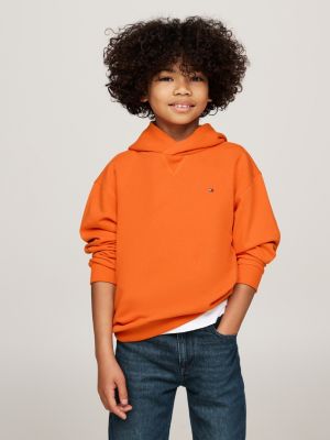 orange hoodie mit flag-stickerei für gender-inclusive kinder - tommy hilfiger