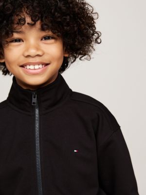 black zip-thru sweatshirt and joggers set for kids gender inclusive tommy hilfiger