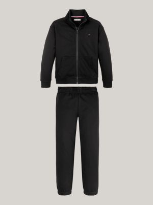 black zip-thru sweatshirt and joggers set for kids gender inclusive tommy hilfiger