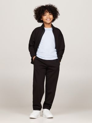 black zip-thru sweatshirt and joggers set for kids gender inclusive tommy hilfiger