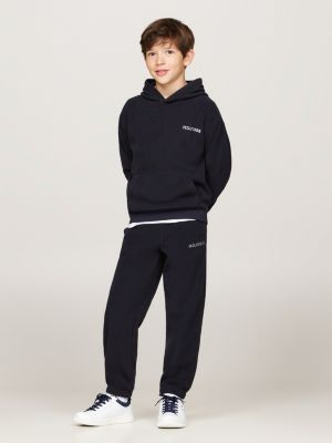 blau hilfiger monotype fleece-jogginghose für gender-inclusive kinder - tommy hilfiger