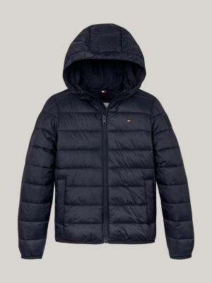 blau leichtgewichtige steppjacke mit kapuze für gender-inclusive kinder - tommy hilfiger