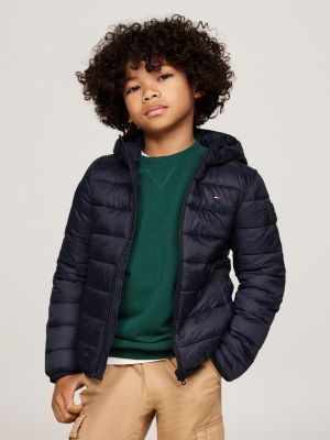 giubbino imbottito leggero con cappuccio blue da gender-inclusive bambini tommy hilfiger