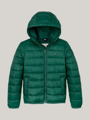 green lightweight hooded quilted jacket for kids gender inclusive tommy hilfiger