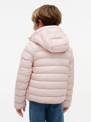 giubbino essential ultra leggero con cappuccio rosa da gender-inclusive bambini tommy hilfiger