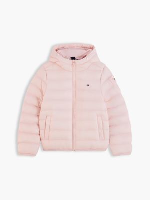 giubbino essential ultra leggero con cappuccio rosa da gender-inclusive bambini tommy hilfiger