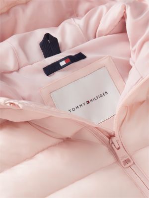 giubbino essential ultra leggero con cappuccio rosa da gender-inclusive bambini tommy hilfiger
