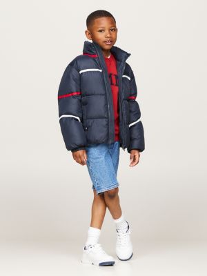 chaqueta acolchada de rayas azul de unisex infantil tommy hilfiger