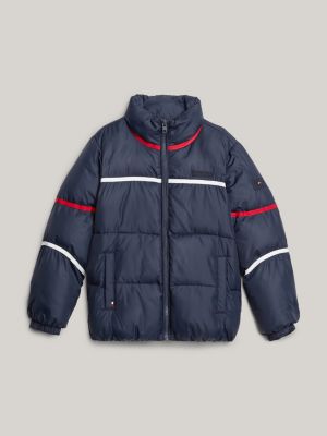 chaqueta acolchada de rayas azul de unisex infantil tommy hilfiger