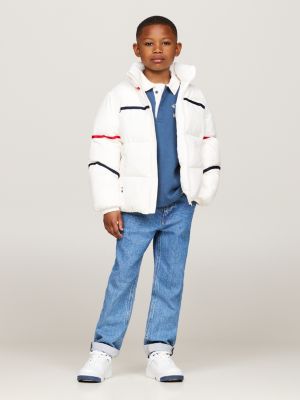 giubbino imbottito relaxed fit con righe bianco da unisex bambino tommy hilfiger