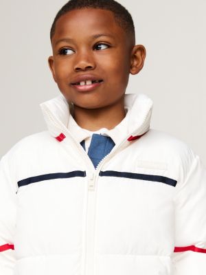 giubbino imbottito relaxed fit con righe bianco da unisex bambino tommy hilfiger