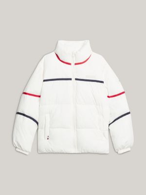 giubbino imbottito relaxed fit con righe bianco da unisex bambino tommy hilfiger