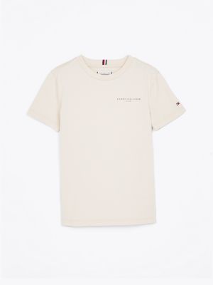 t-shirt à col ras-du-cou et logo blanc pour enfants genre inclusif tommy hilfiger