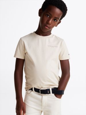 t-shirt à col ras-du-cou et logo white pour enfants genre inclusif tommy hilfiger