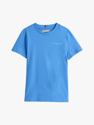 blau t-shirt mit logo und rundhalsauschnitt für gender-inclusive kinder - tommy hilfiger