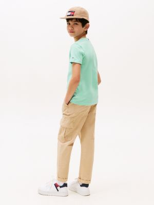 t-shirt mixte à logo bleu pour enfants genre inclusif tommy hilfiger