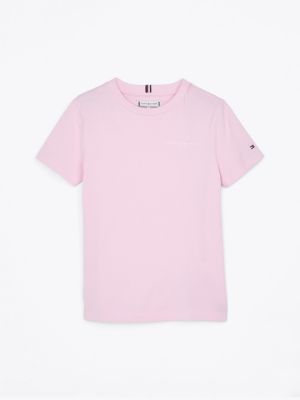 pink logo crew neck t-shirt for kids gender inclusive tommy hilfiger