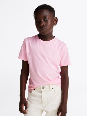 pink logo crew neck t-shirt for kids gender inclusive tommy hilfiger