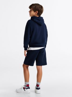 blau hoodie mit tommy-tape und logo für gender-inclusive kinder - tommy hilfiger