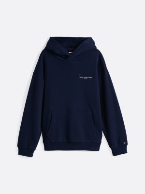 blau hoodie mit tommy-tape und logo für gender-inclusive kinder - tommy hilfiger