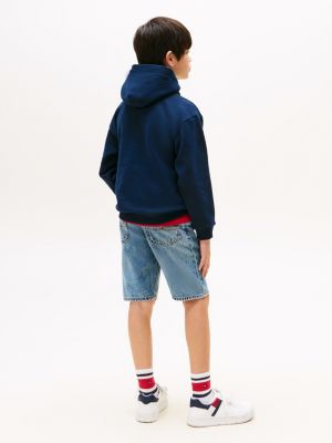blau hoodie mit tommy-tape und logo für gender-inclusive kinder - tommy hilfiger