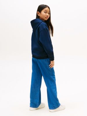 blue signature tape logo hoody for kids gender inclusive tommy hilfiger