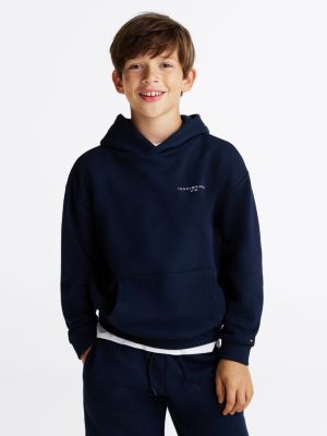 blau hoodie mit tommy-tape und logo für gender-inclusive kinder - tommy hilfiger