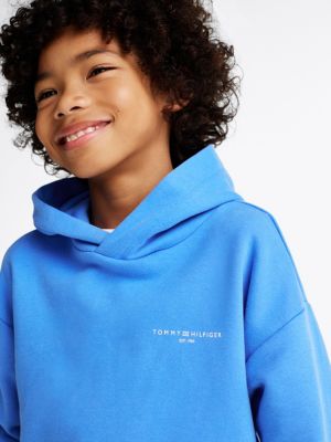 blau hoodie mit tommy-tape und logo für gender-inclusive kinder - tommy hilfiger