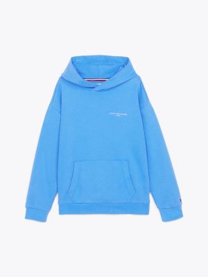 sweat à capuche à logo et bande emblématique bleu pour enfants genre inclusif tommy hilfiger