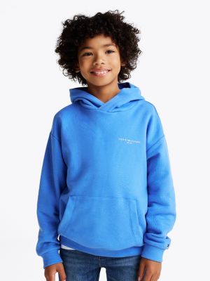 blue hoodie met signature-tape en logo voor kinderen gender inclusive - tommy hilfiger