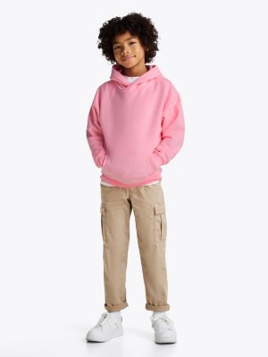 rosa hoodie mit tommy-tape und logo für gender-inclusive kinder - tommy hilfiger