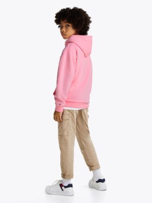 rosa hoodie mit tommy-tape und logo für gender-inclusive kinder - tommy hilfiger