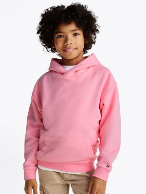 pink hoodie met signature-tape en logo voor kinderen gender inclusive - tommy hilfiger