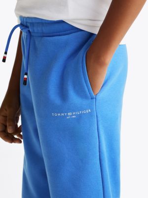 blau jogginghose mit logo und bündchen für gender-inclusive kinder - tommy hilfiger