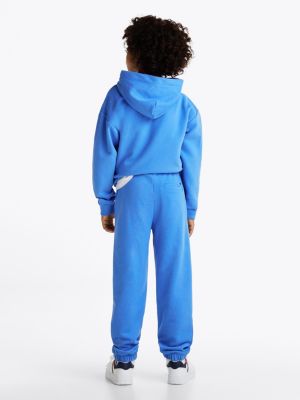 blau jogginghose mit logo und bündchen für gender-inclusive kinder - tommy hilfiger