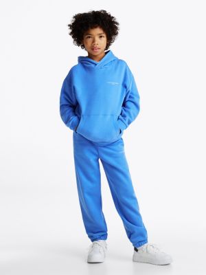 blue jogginghose mit logo und bündchen für gender-inclusive kinder - tommy hilfiger