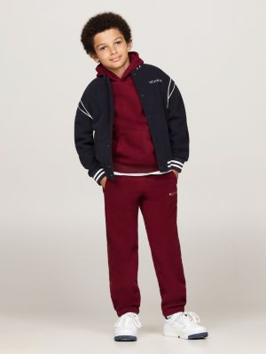 felpa oversize stile bomber in pile blu da gender-inclusive bambini tommy hilfiger