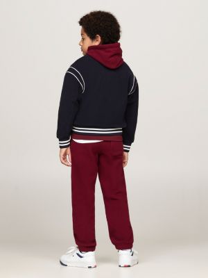 felpa oversize stile bomber in pile blu da gender-inclusive bambini tommy hilfiger