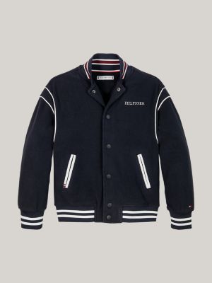 felpa oversize stile bomber in pile blu da gender-inclusive bambini tommy hilfiger