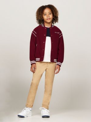 sweat bomber oversize en polaire rouge pour enfants genre inclusif tommy hilfiger