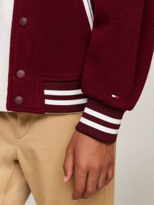 sweat bomber oversize en polaire rouge pour enfants genre inclusif tommy hilfiger
