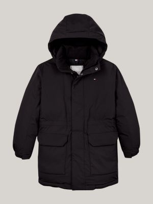 schwarz daunengefüllte relaxed fit pufferjacke für gender-inclusive kinder - tommy hilfiger