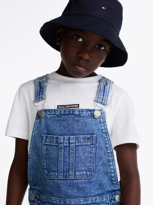 blue relaxed carpenter denim dungarees for kids gender inclusive tommy hilfiger