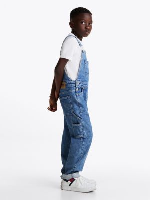 blue relaxed carpenter denim dungarees for kids gender inclusive tommy hilfiger
