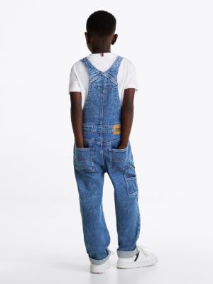 blue relaxed carpenter denim dungarees for kids gender inclusive tommy hilfiger