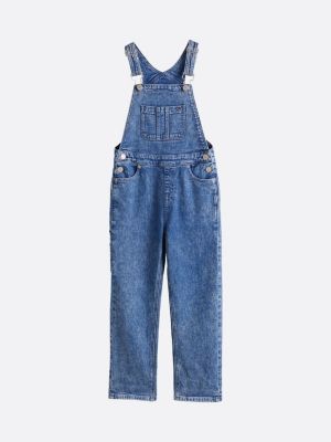 blue relaxed carpenter denim dungarees for kids gender inclusive tommy hilfiger